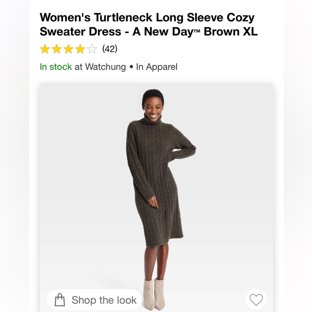 Cableknit Turtleneck Long-Sleeve Cozy Sweater Dress from A New Day™ NWT